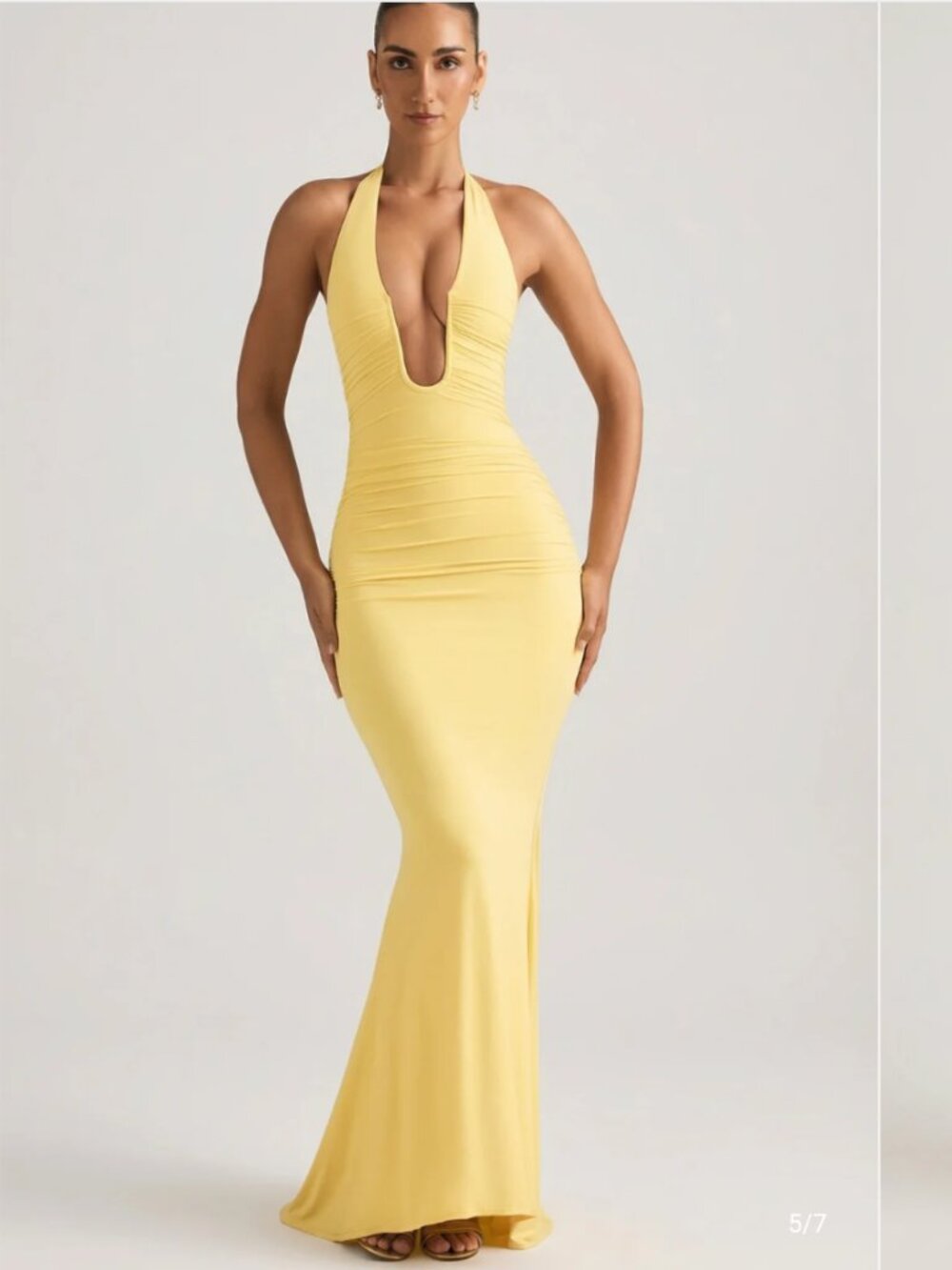 Oh Polly Ruched yellow gown